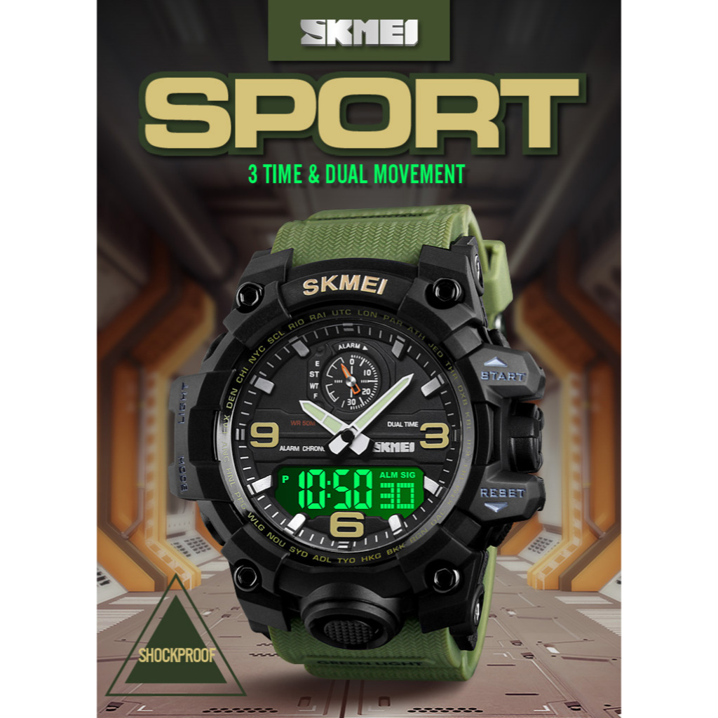 SKMEI 1586 Original Jam Tangan Pria Dual Time Tahan Air