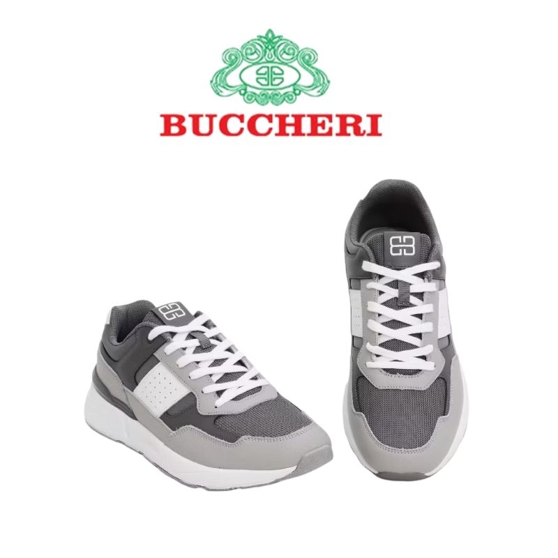 BUCCHERI JERZY Sepatu Sneakers Pria Bertali Terbaik-bl4068-Grey