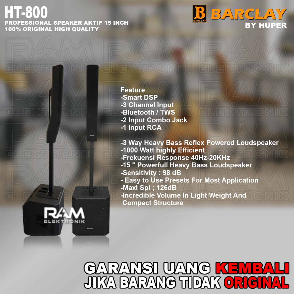 Speaker Aktif Satelite BARCLAY HT800 | HT 800 Sub 15 Inch 1000 Watt Original