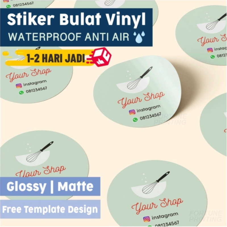 

[ BEST SELLER ] Cetak Stiker Label BULAT WATERPROOF VINYL Toko Olshop Kue Bakery Kemasan Produk Custom MURAH Kemasan Makanan Minuman Pakaian Kepirik Pisang Es Kul Kul TERMURAH Tangerang