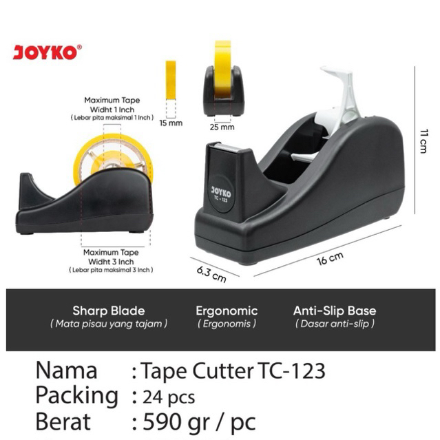 

Joyko Tape Cutter TC-123 / Dispenser / Pemotong Isolasi Tc123