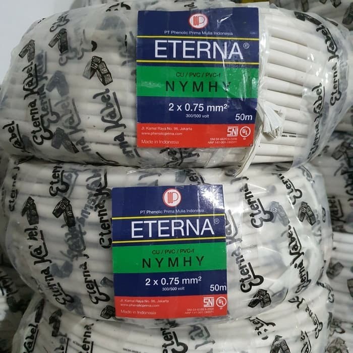 Kabel Listrik Eceran NYMHY 2x0.75 Eterna Serabut 2 x 0.75 per meter