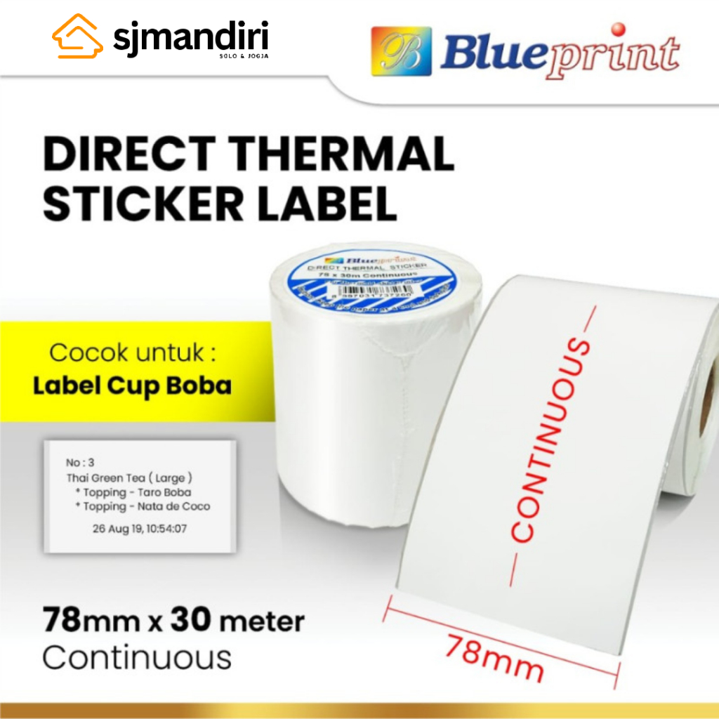 

Blueprint Direct Thermal Sticker Label Continuous 78 mm x 30 Resi Online Shop