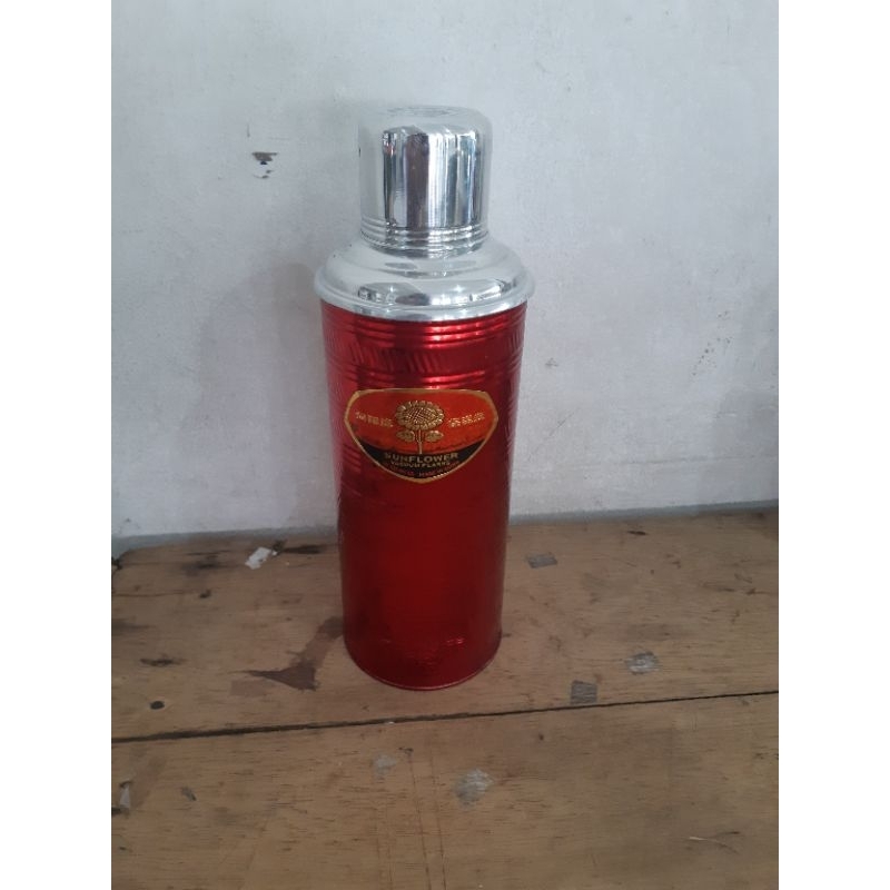 Termos air panas merah 1200ml tabung kaca jadul vintage lawas