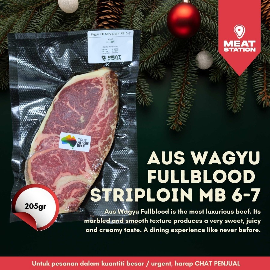 

AUS Wagyu Fullblood Striploin MB 6-7 205g / Beef Steak / Beef Import