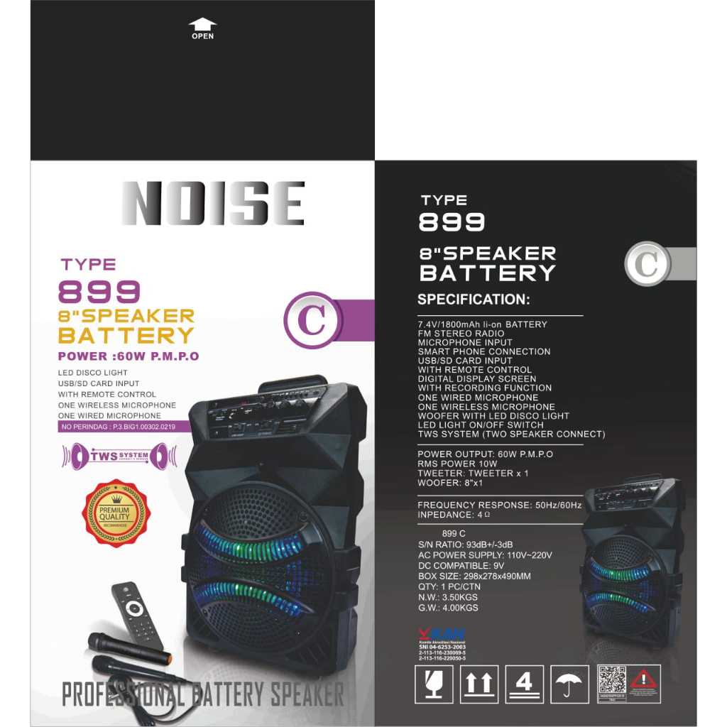 Speaker PORTABLE NOISE Type 899 C 8 Inch Speaker Battery