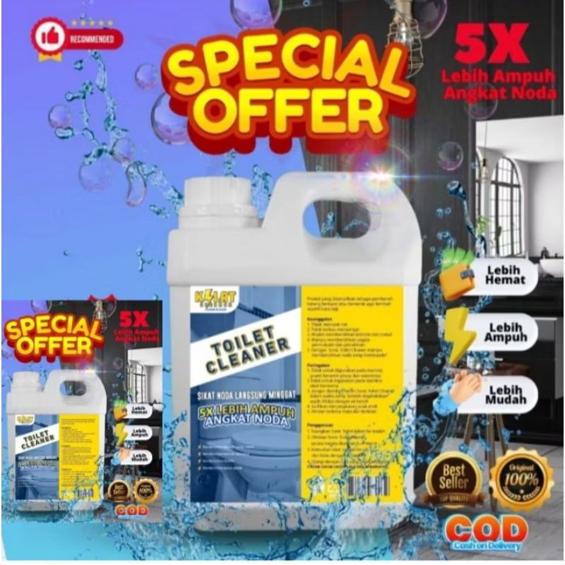 KILAT PREMIUM toilet clener pembersih WC/toilet 100% original  terviral (free kuas +sarung tangan)