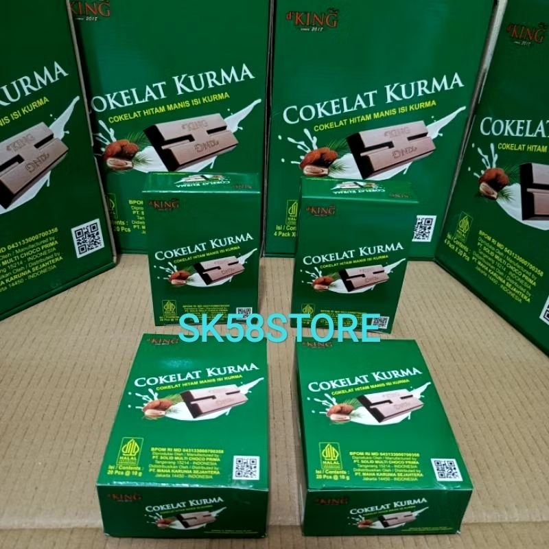 

Coklat Kurma DKING isi 80pcs/DKING Coklat Kurma 1Dus isi 4 pack/Cokelat Kurma/Coklat Hitam Manis isi Kurma