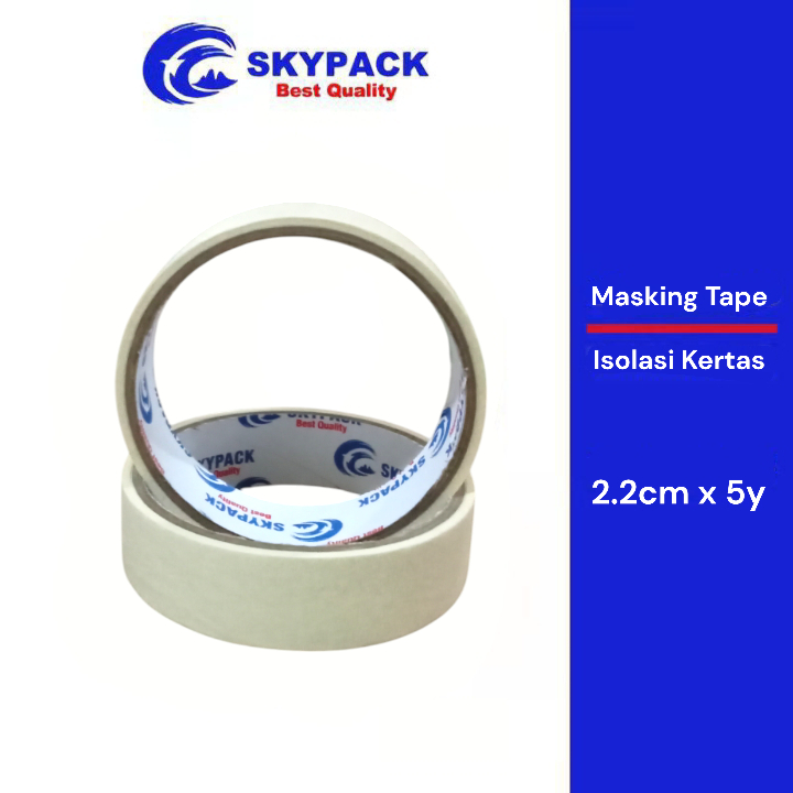 

[SKYPACK 2.2] Masking Tape 2.2cm x 5y Isolasi Kertas 2.2cm x 5yard