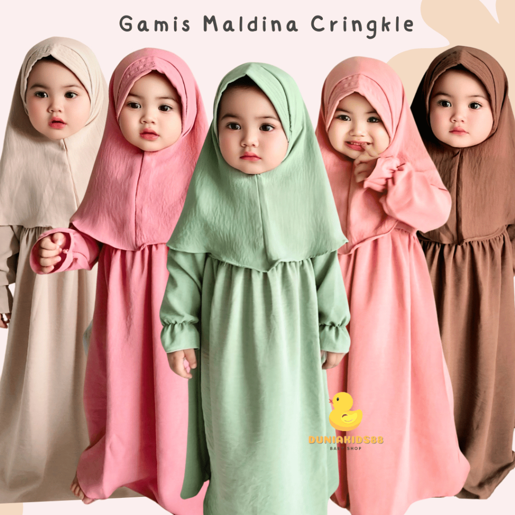 ALILA Hijab - Gamis Anak Perempuan Maldina Cringkle / Baju Muslimah Anak Lokal Kekinian