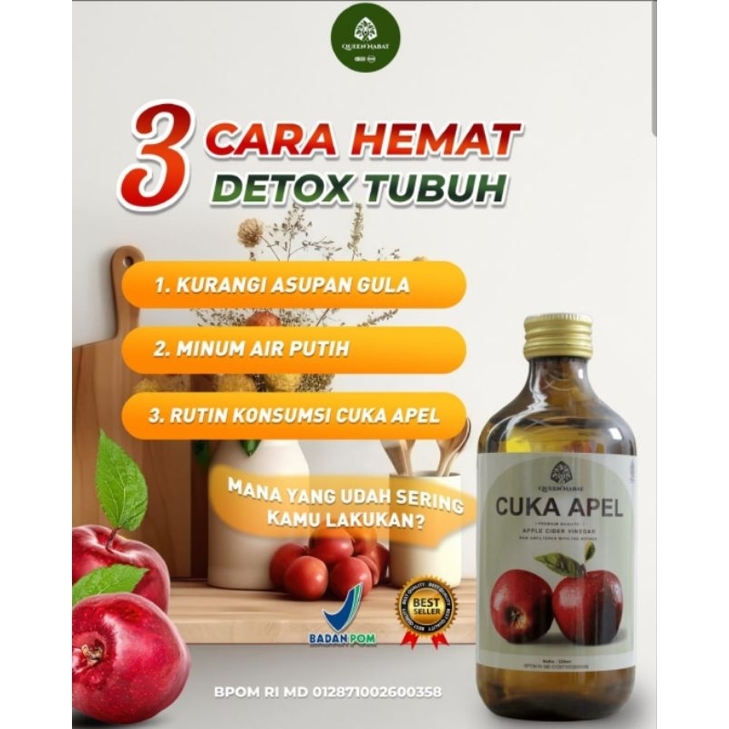 

Cuka Apel Terbaik Murni Batu Malang Queen Nabat 320 ml Apple Cider Vinegar With Mother Asli Bpom Mengabati secara Alami Maag Asam lambung Kolesterol Diabetes