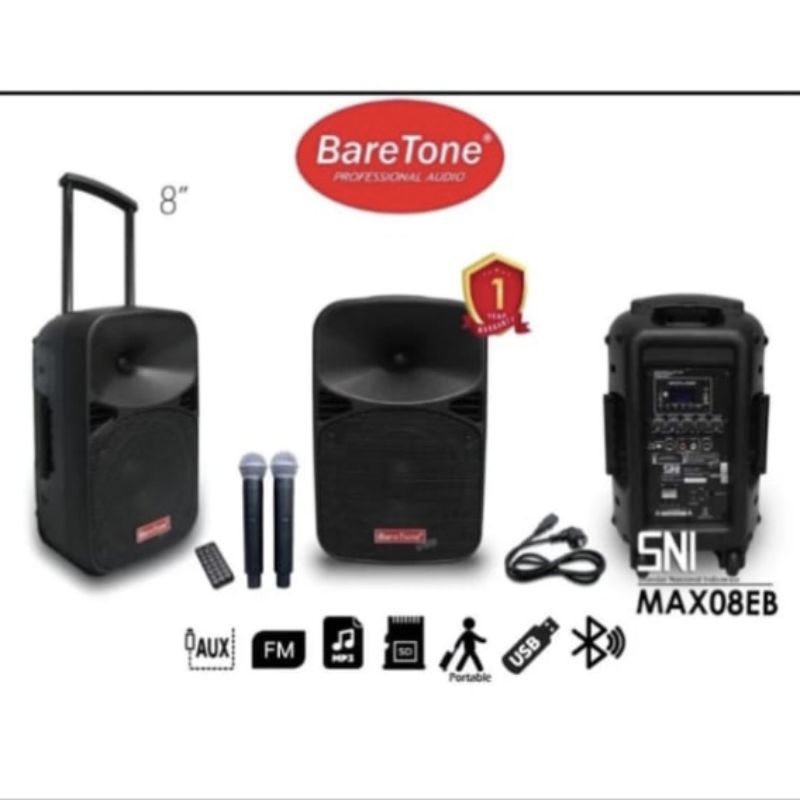 Speaker Portable Baretone MAX8EB 8 inch ORIGINAL