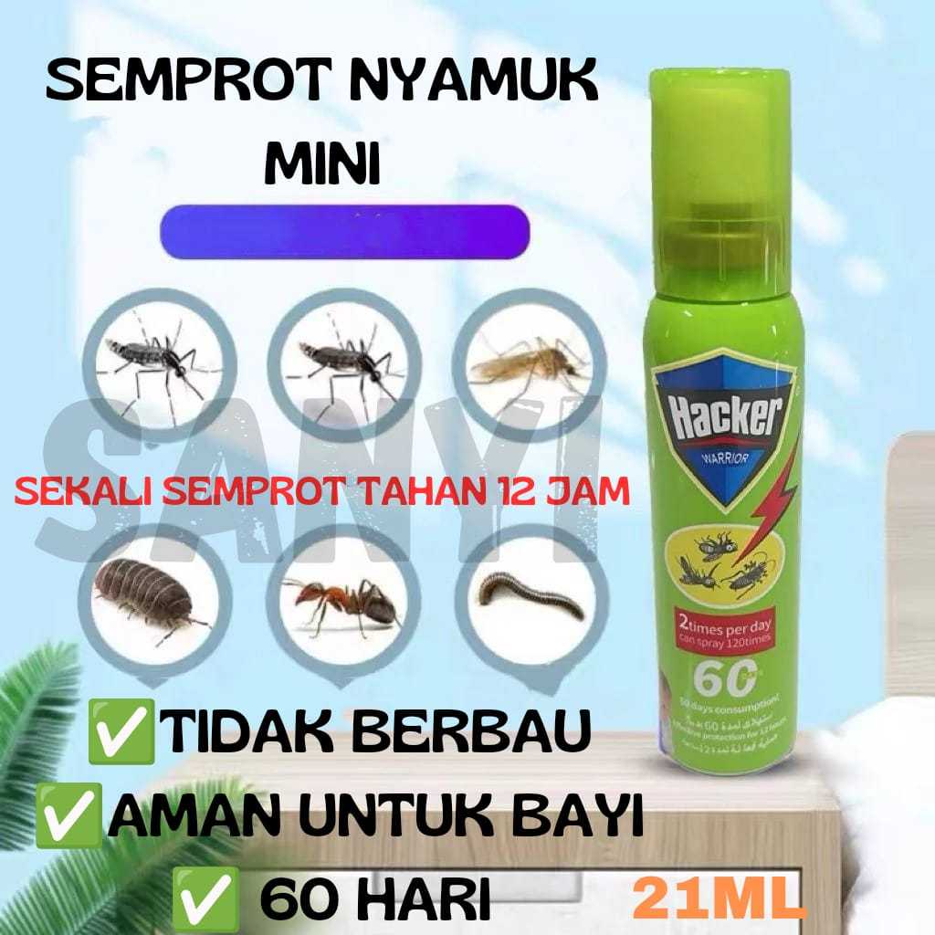 Obat Nyamuk Semprot Mini Hacker, Nyamuk Mati Dengan 1 Kali Semprotan Aman Untuk Bayi Dan Ibu Hamil