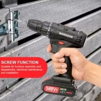 Mesin Bor Elektrik Baterai Tangan Cordless Screwdriver 2 Speed Drill 2 Battery Charger Recharger Bat