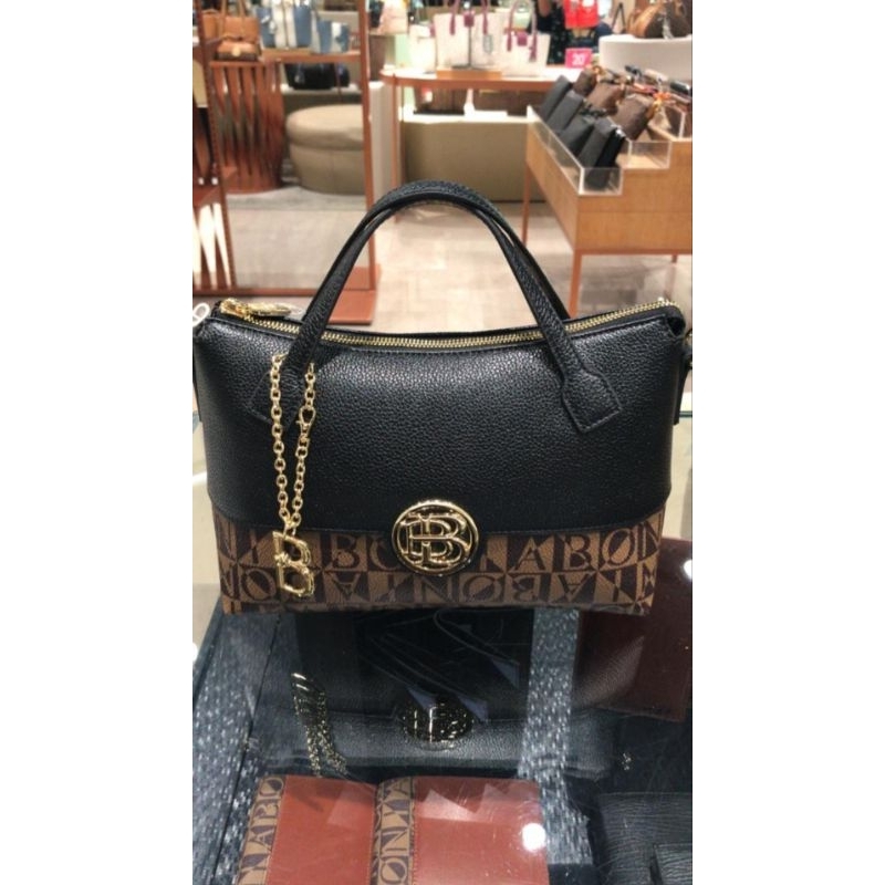 Bonia Original monogram mix leather black tote s