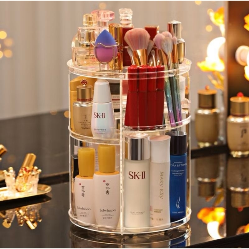 MINISO BALI | Rak Kosmetik Putar Akrilik Rak Penyimpanan Make Up Rotatable Cosmetic Organizing Rack