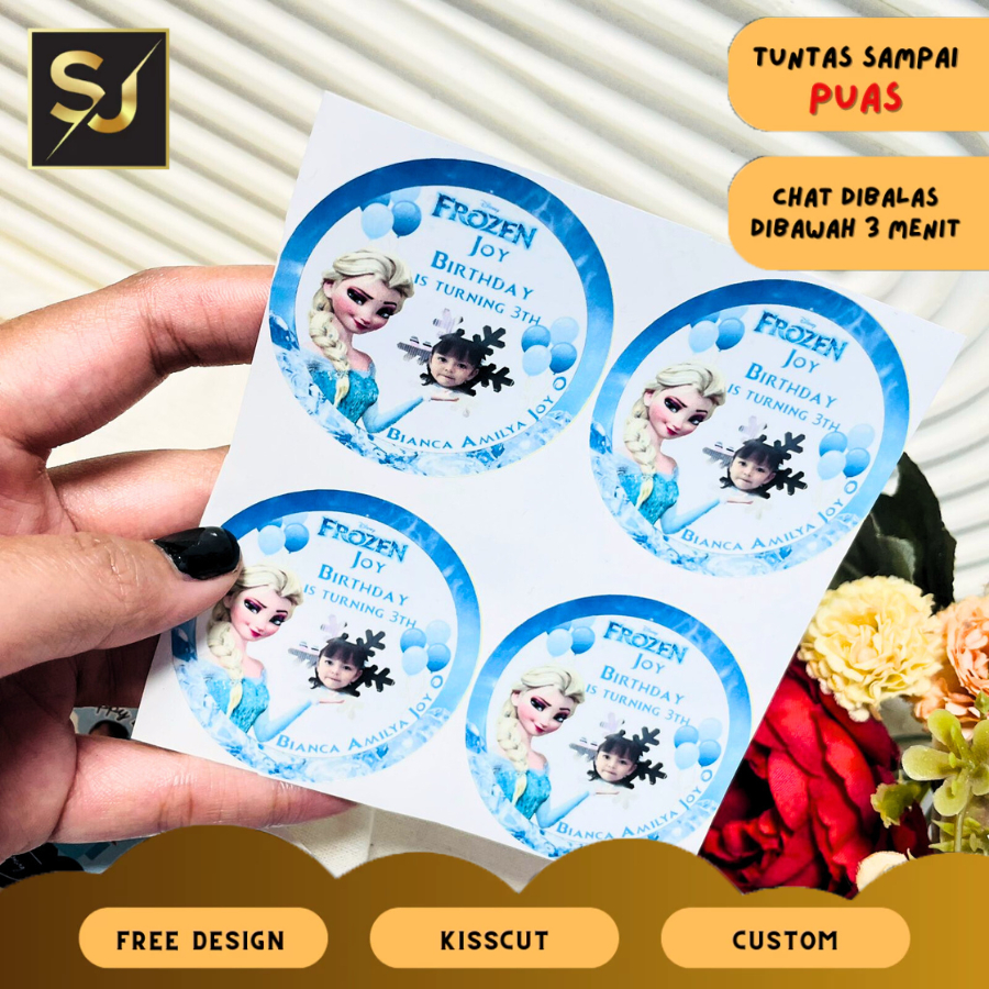 

5-8 Stiker Vinyl Ulang Tahun Anak Sticker Label Undangan Happy Birthday Uk.Sedang Sangjaya