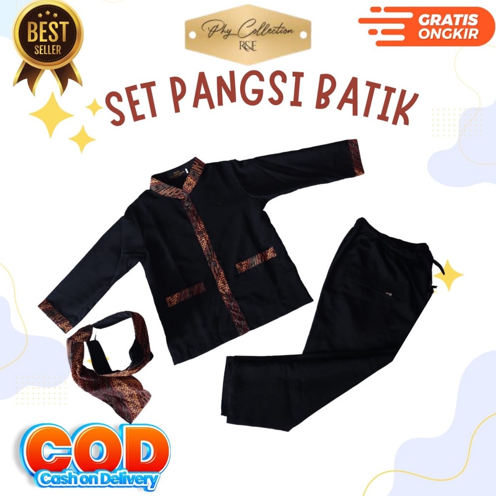 Baju Pangsi Anak Batik Polos baju kampret dan Seragam Sekolah BELUM TERMAUK IKAT KEPALA TK SD BAJU A