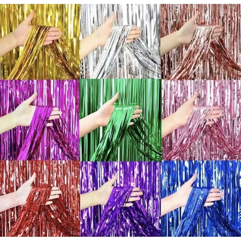 Tirai Foil Backdrop Tassel Curtain Fringe Dekorasi Pesta Ulang Tahun Wedding Annyversary Photo Booth