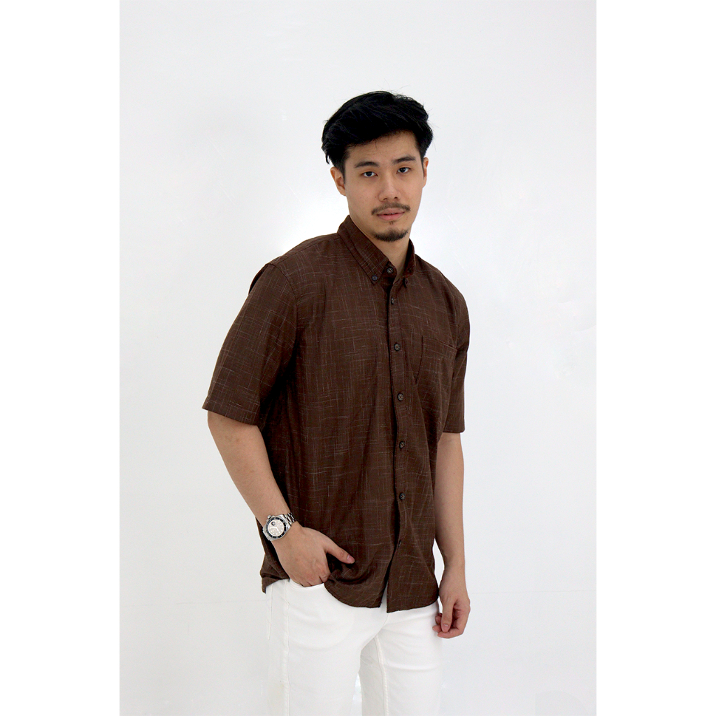 FOREX Kemeja Lengan Pendek Cokelat Brown