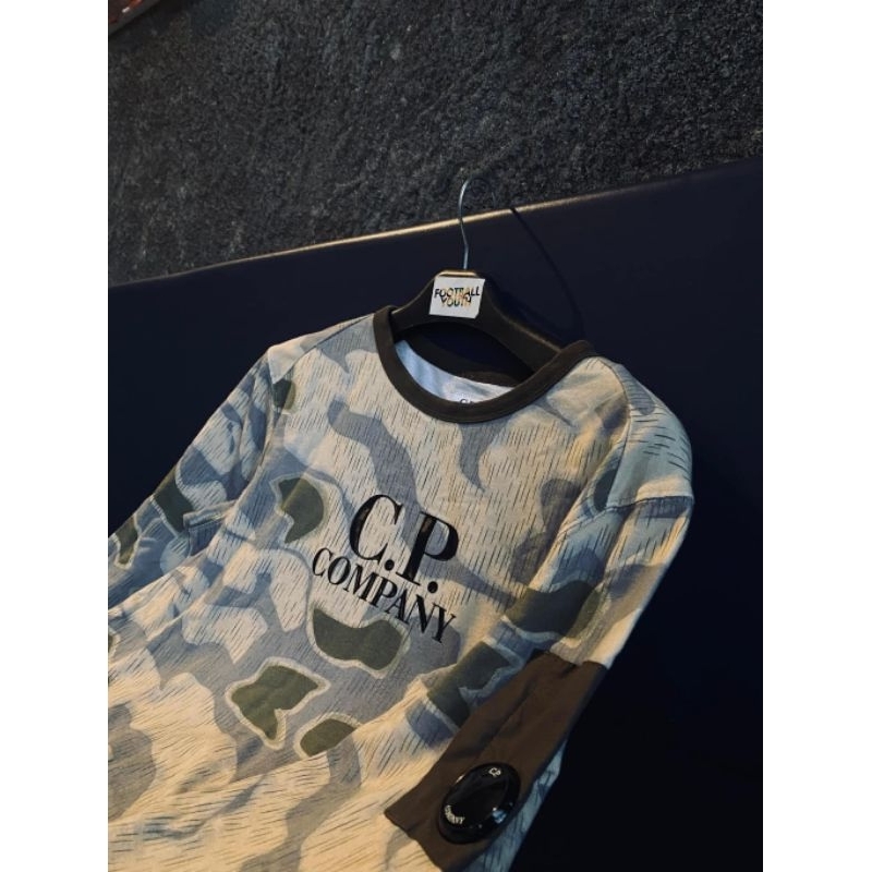 Cp Company Boys Camo Crewneck Sweater Ivy Green