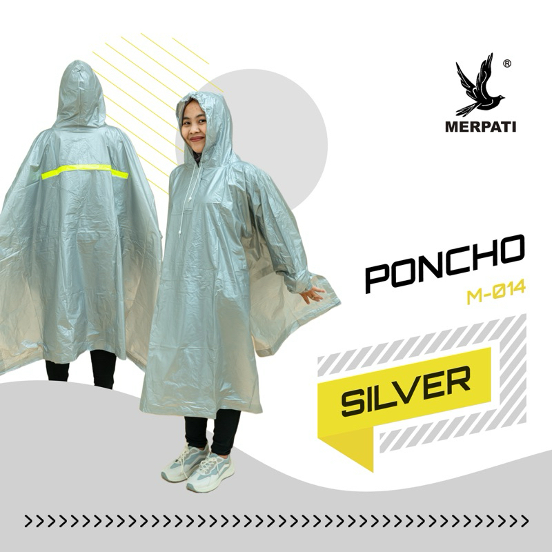 Jas Mantel Jaket Hujan Ponco Kelelawar Setelan Jaket Celana PVC Merpati warna Silver