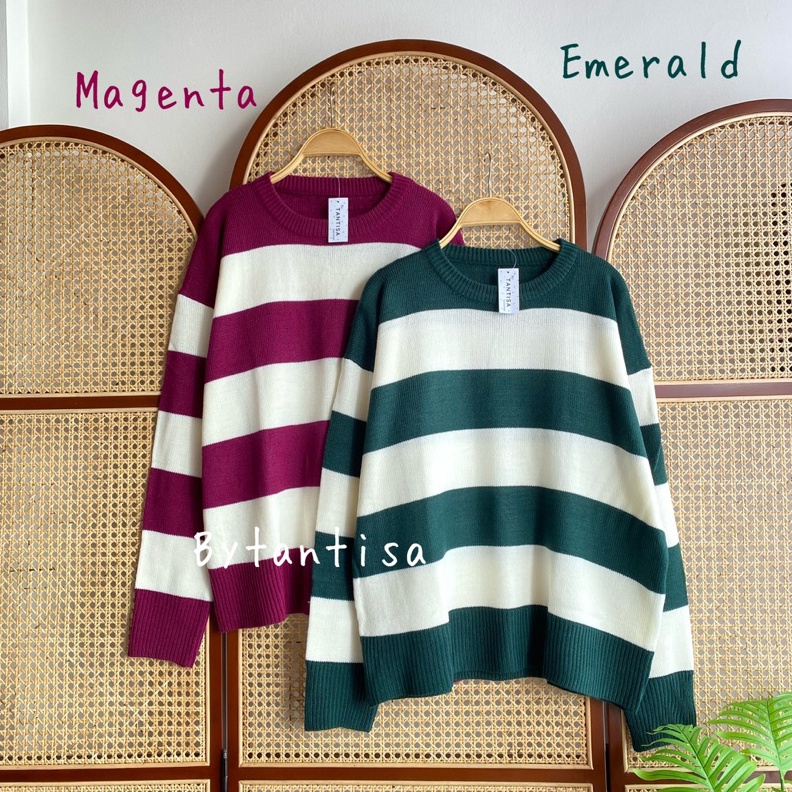 SWEATER RAJUT OVERSIZE CLARA MOTIF GARIS