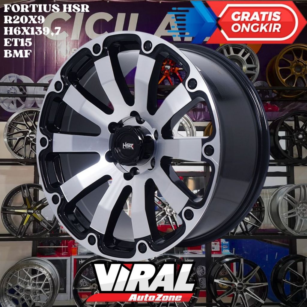 Velg Mobil Ring 20 HSR FORTIUS R20 LEBAR 9 LOBANG 6 PCD 139,7 ET15 BMF
