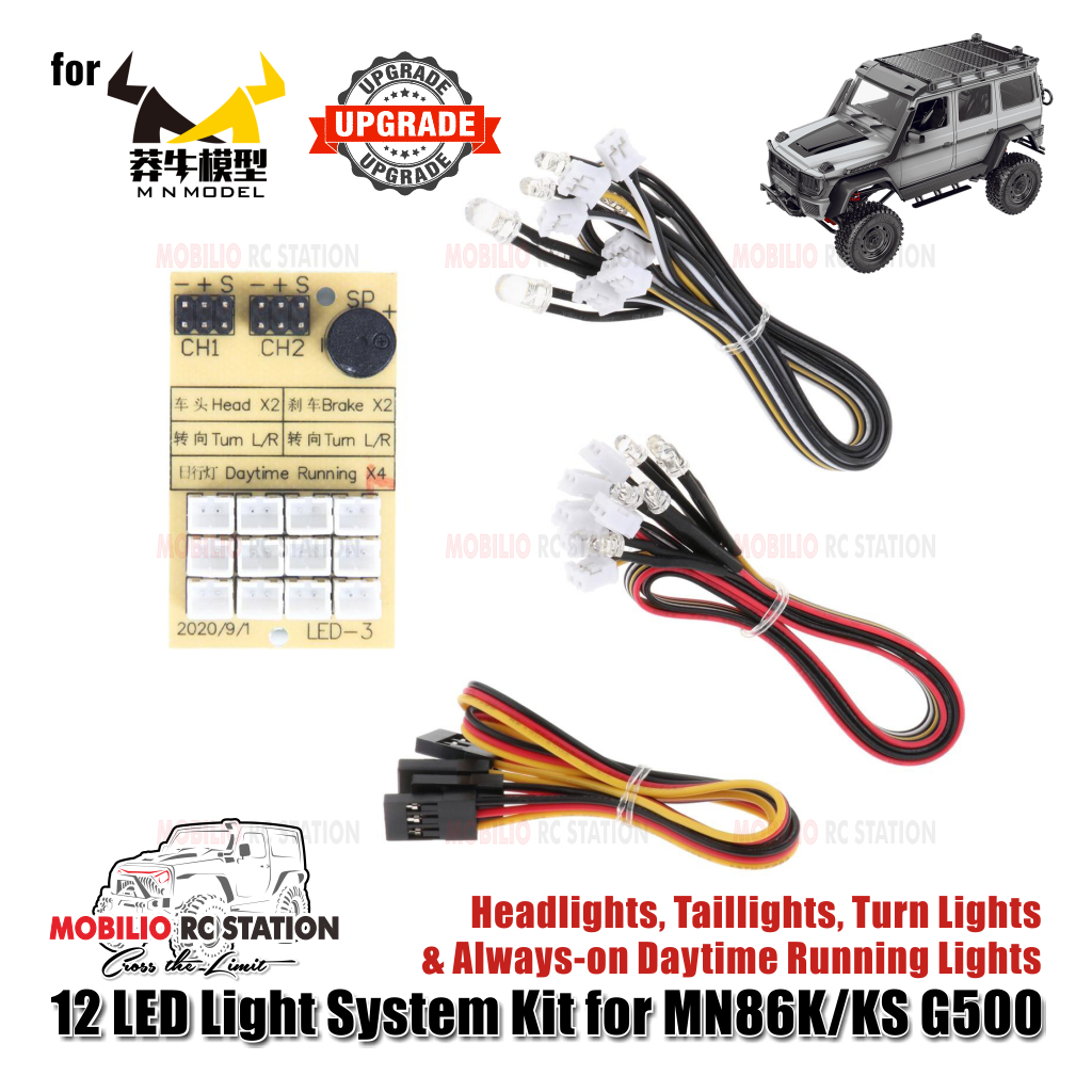 12 LED Light System Kit for RC MN86K MN86KS G500 1:12 Scale Crawler