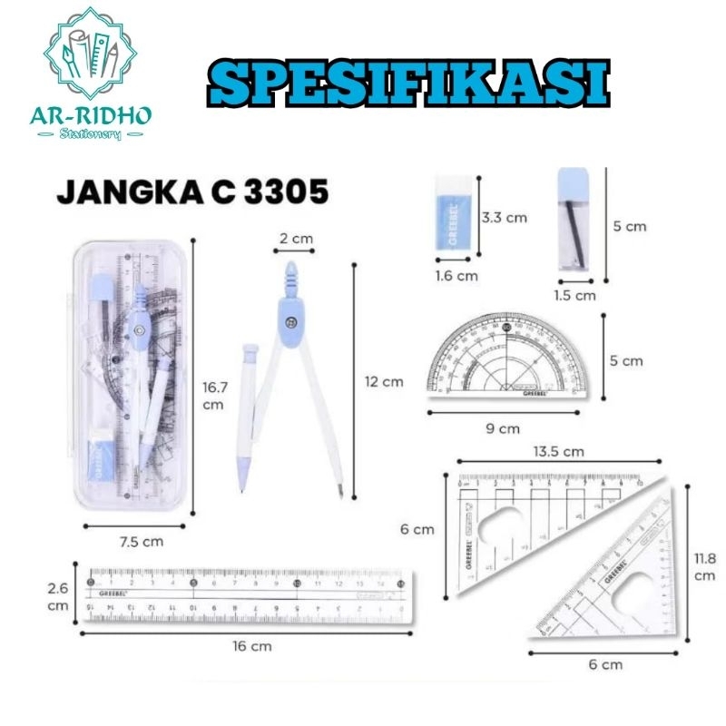 

GREEBEL Math Set / Jangka Set Plus Penggaris / Jangka C 3305