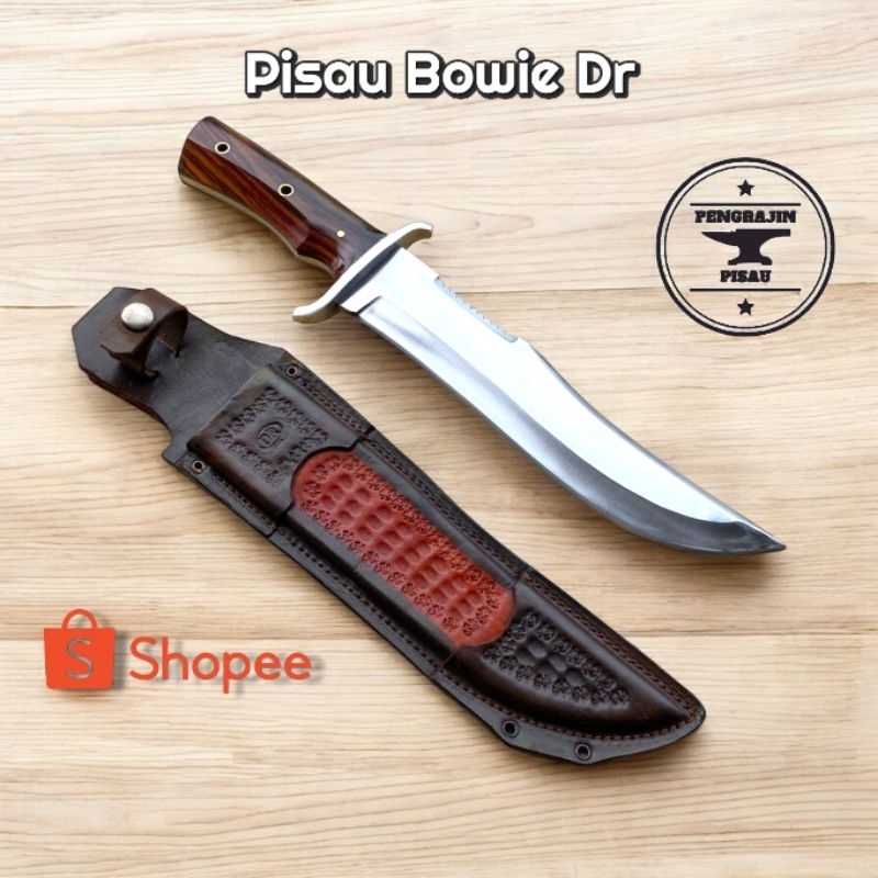 Pisau Survival Hunting Bowie Dr Kulit Fulltank Camping & Hiking