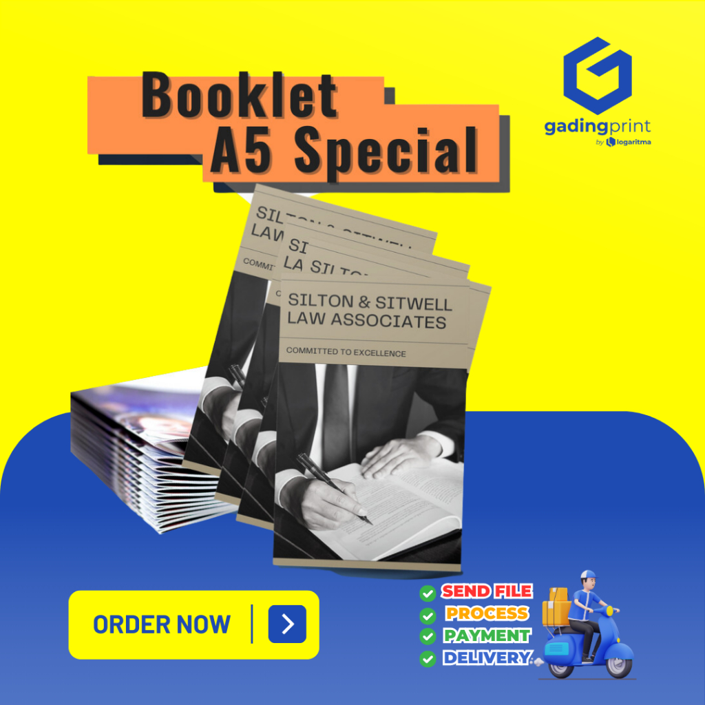

Cetak Booklet A5 Premium - Art Paper & Art Carton | Stapler Tengah | Custom Jumlah Halaman