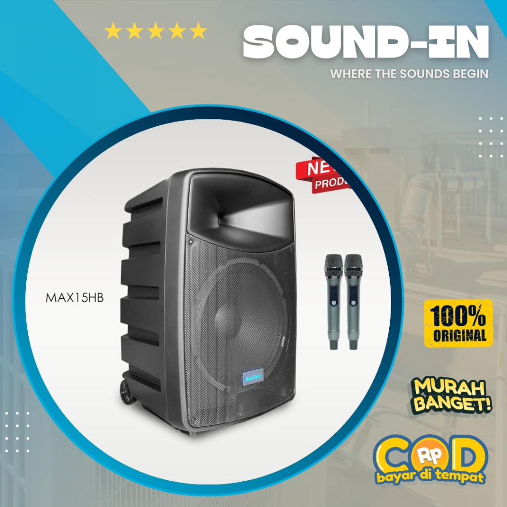 Speaker Portable Baretone 15 Inch MAX15HB Speaker Bluetooth 15 Inch Mini Portable Support Micro SD &