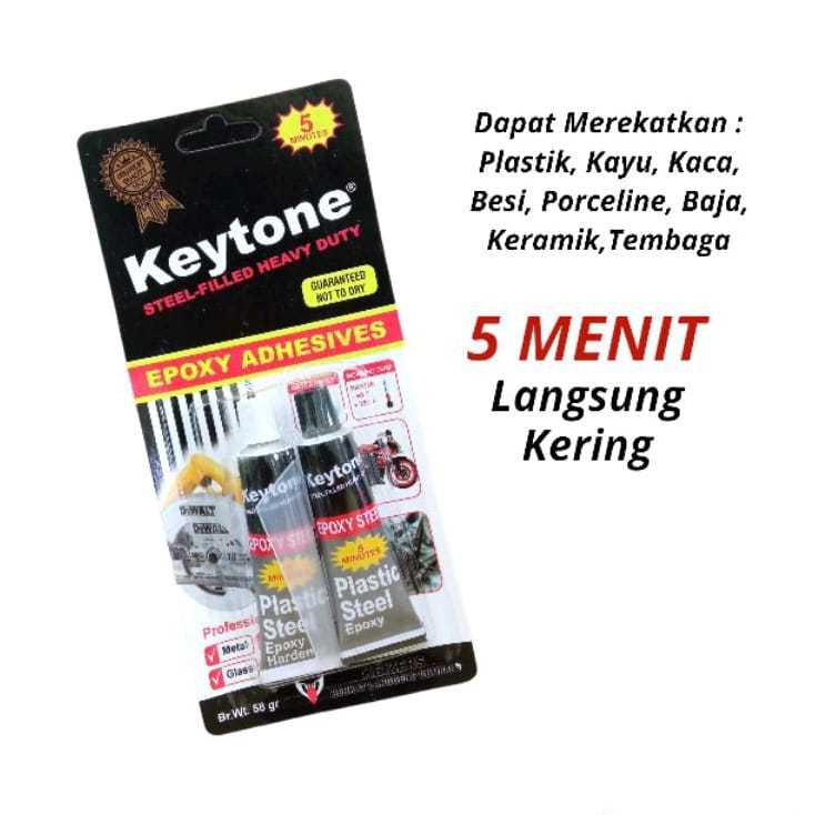 

Lem besi campur keytone 5 menit kering 58 gram/Lem EpoxyAdhesive keramik plastik