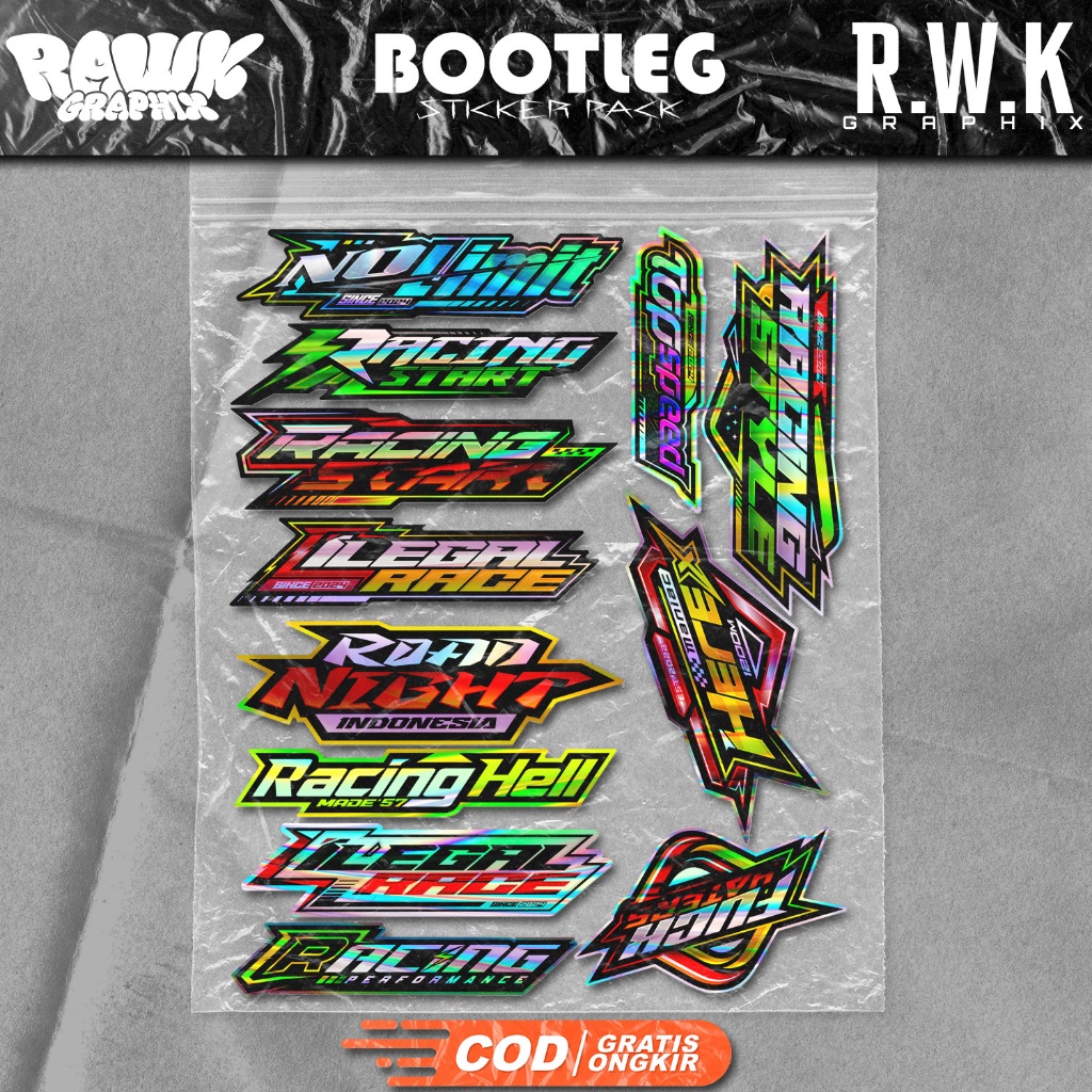 Sticker Pack Herex Style, Racing Style, Racing Start, No limit, Road Night, Racing Hell, Ilegal Race