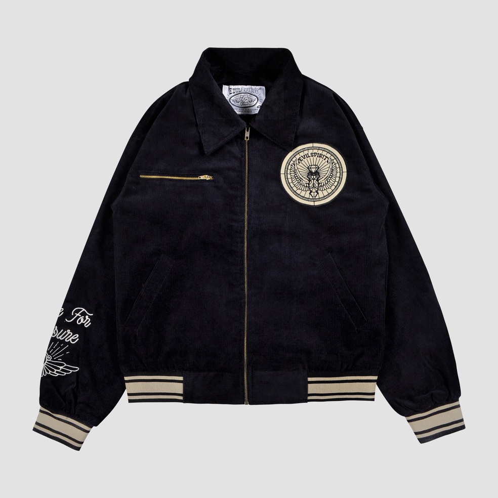 Harga Spesial EVILSPIRIT VARSITY JACKET  QUILLA NAVY UNISEX