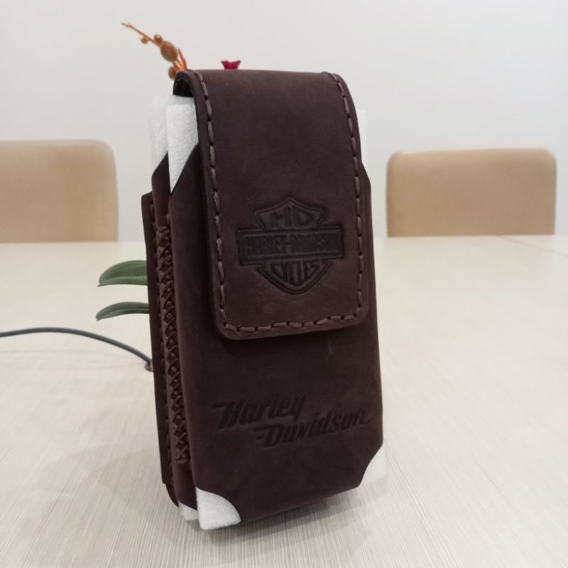 Dompet HP Pinggang Kulit Asli Double Slot