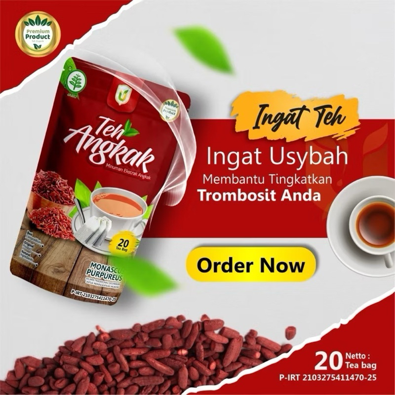 

Teh Angkak Menaikan Trombosit Demam Berdarah Antioksidan Kolseterol isi 20 Tea Bag