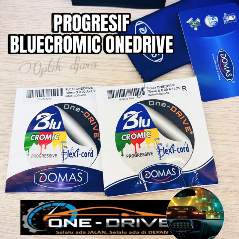 lensa Progresif Flexi Bluecromic OneDrive Domas Coting Biru Jalan dan Baca