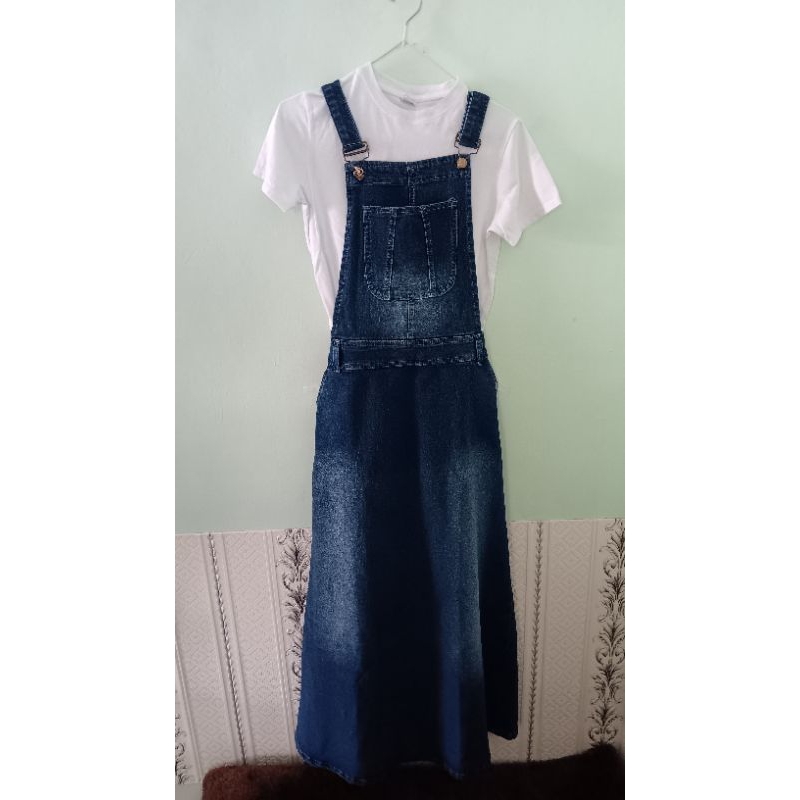 Overall Jeans Rok Kodok Wanita Preloved