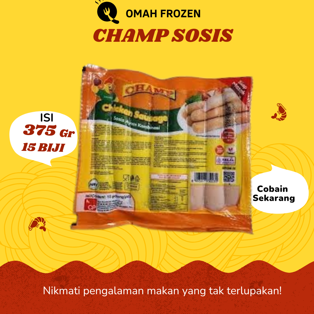 

CHAMP SOSIS AYAM ISI 15 PCS 375 GRAM frozen food makanan kemasan olahan