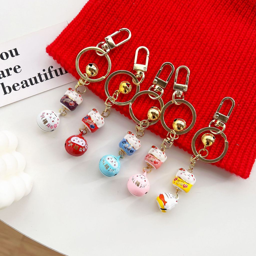 Gantungan kunci key chain Maneki neko kucing jepang