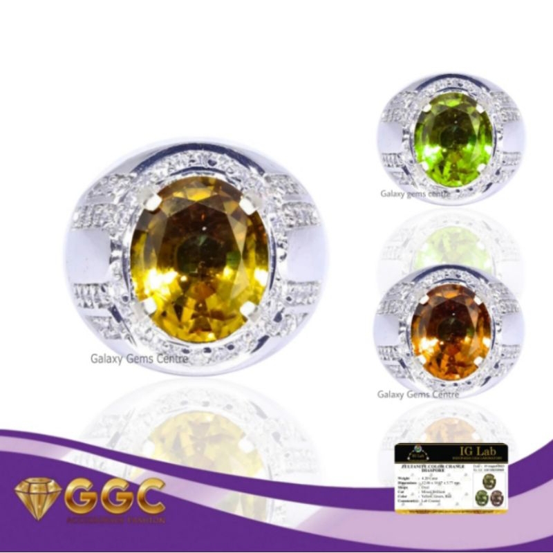 Cincin Batu Zultanite Color Change Diaspore Gem ID Card
