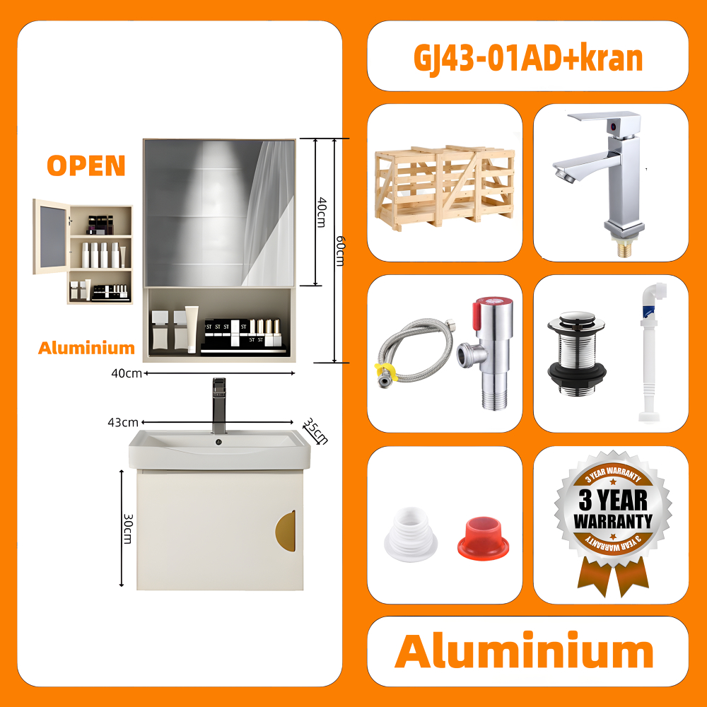 Kabinet Kamar Mandi (43/50/60cm/80cm)- Aluminium (Bathroom Cabinet)Wastafel Cabinet Kabinet Wastafel
