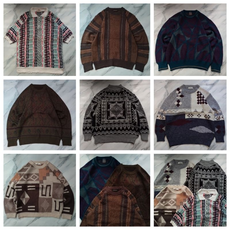 Knitwear Vintage/Sweater Vintage/Sweater Rajut/Coogi Style/Grandpa Sweater/Knitwear 3D