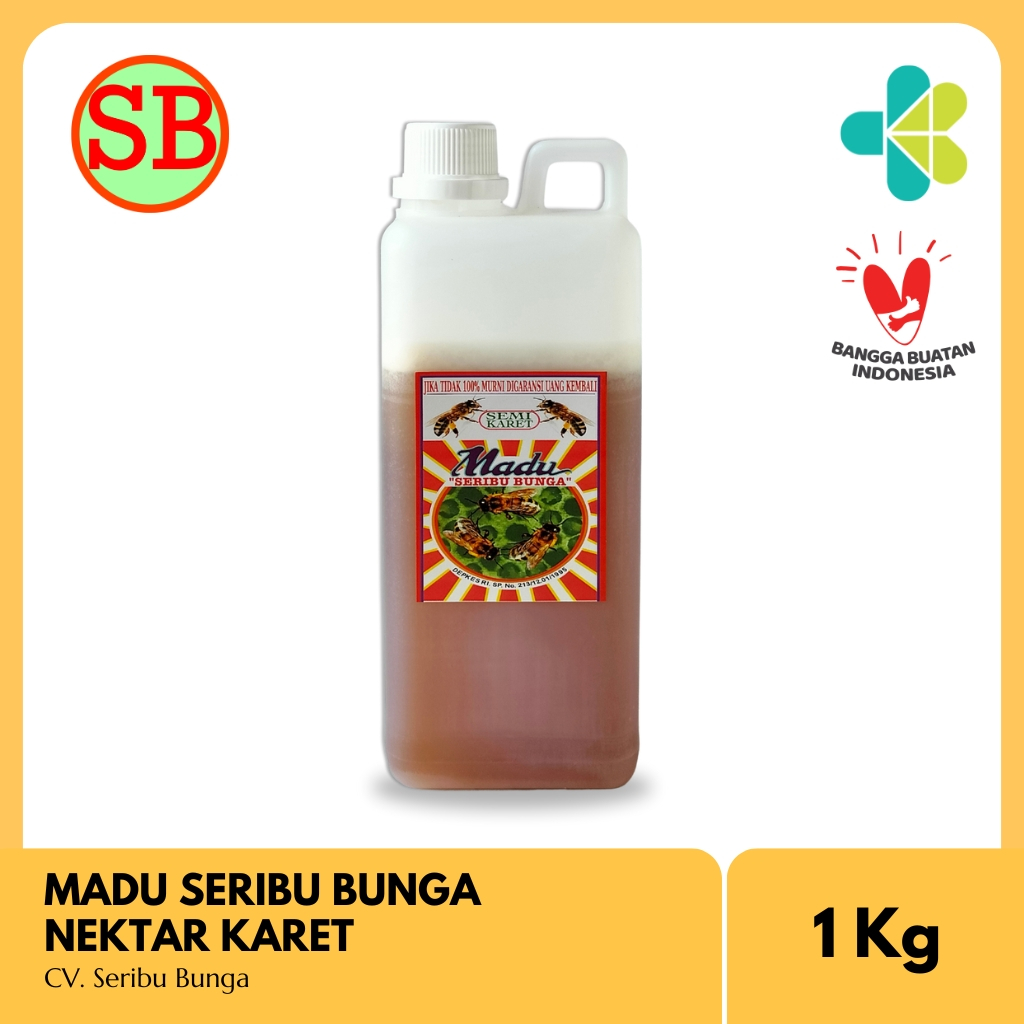 

Madu Seribu Bunga - Madu Murni Karet Raw Honey Original Jerigen 1 Kg