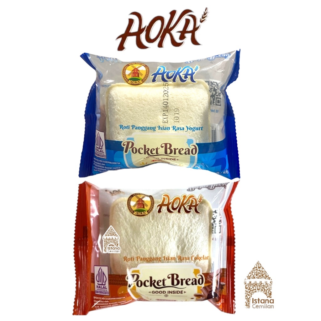 

ROTI AOKA POCKET BREAD 45 GRAM ROTI PANGGANG ISIAN COKLAT DAN YOGHURT