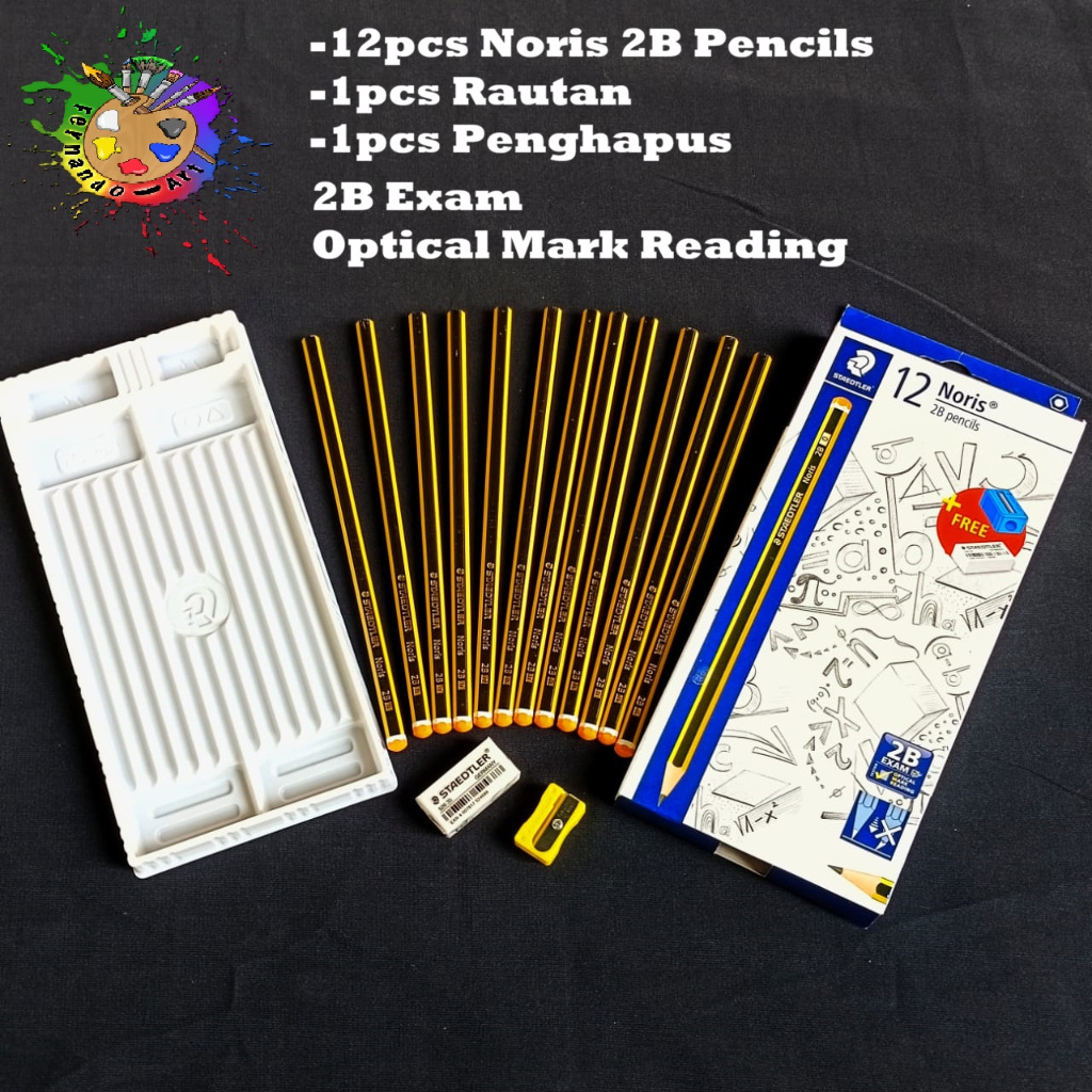

12Pcs Pensil 2B Staedtler Noris + Ruatan + Penghapus