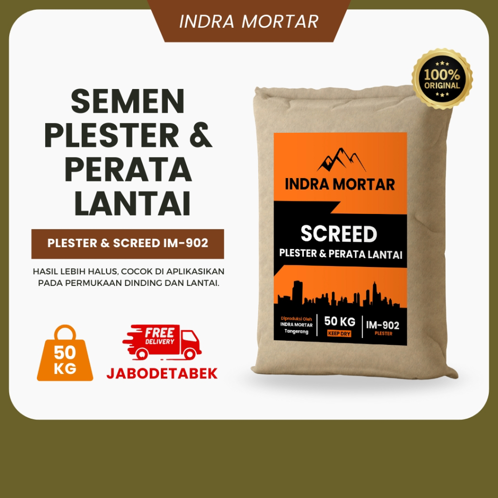 Semen Instan Mortar | Plester Dinding & Perata Lantai, Screed | Indra Mortar IM-902