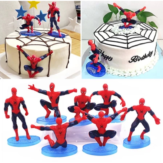 [AM] PAJANGAN KUE ULTAH SPIDERMAN 1 SET ISI 7PCS / HIASAN KUE ULANG TAHUN ANAK / TOPPER KUE ULTAH
